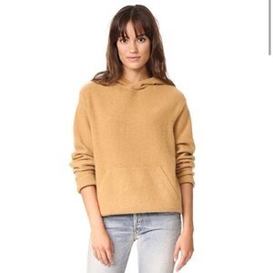 Vince 100% Cashmere Pullover Hoodie Sweater Butterscotch Camel